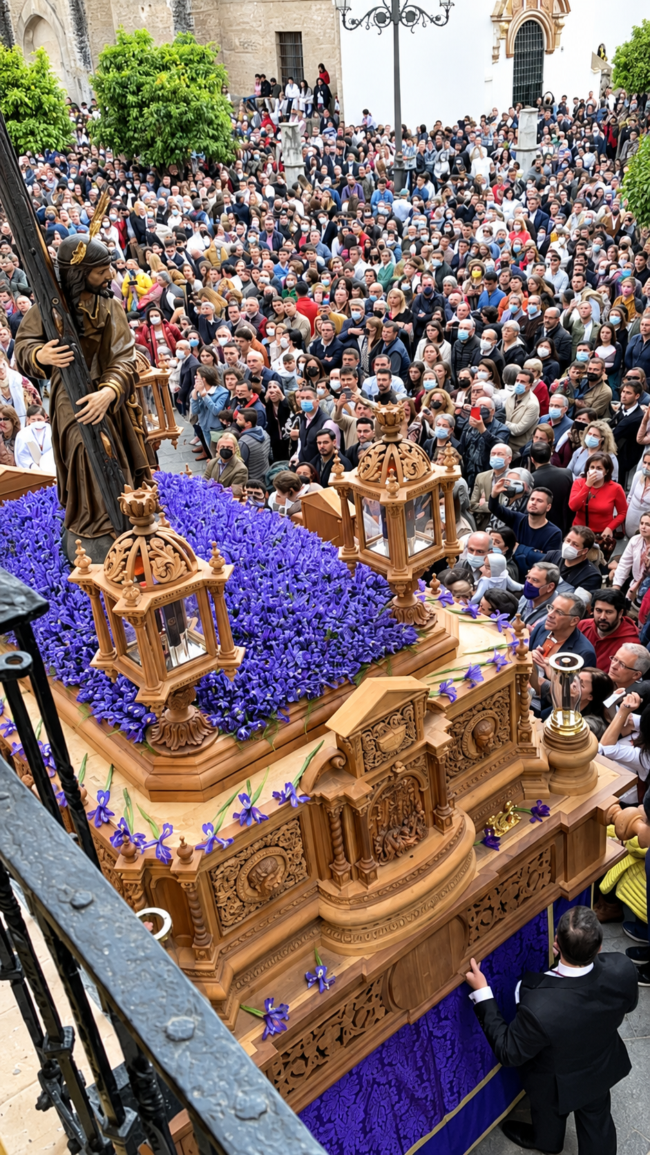 Semana Santa procession viewed from Casa Art Sevilla